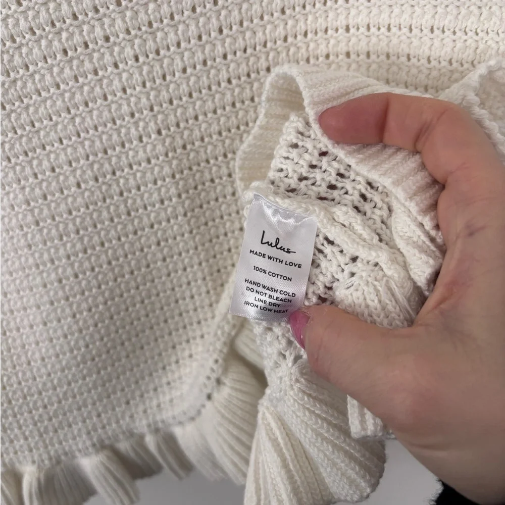 Lulu's Cream Crochet Ruffle Crop Top - Picture 2 of 3